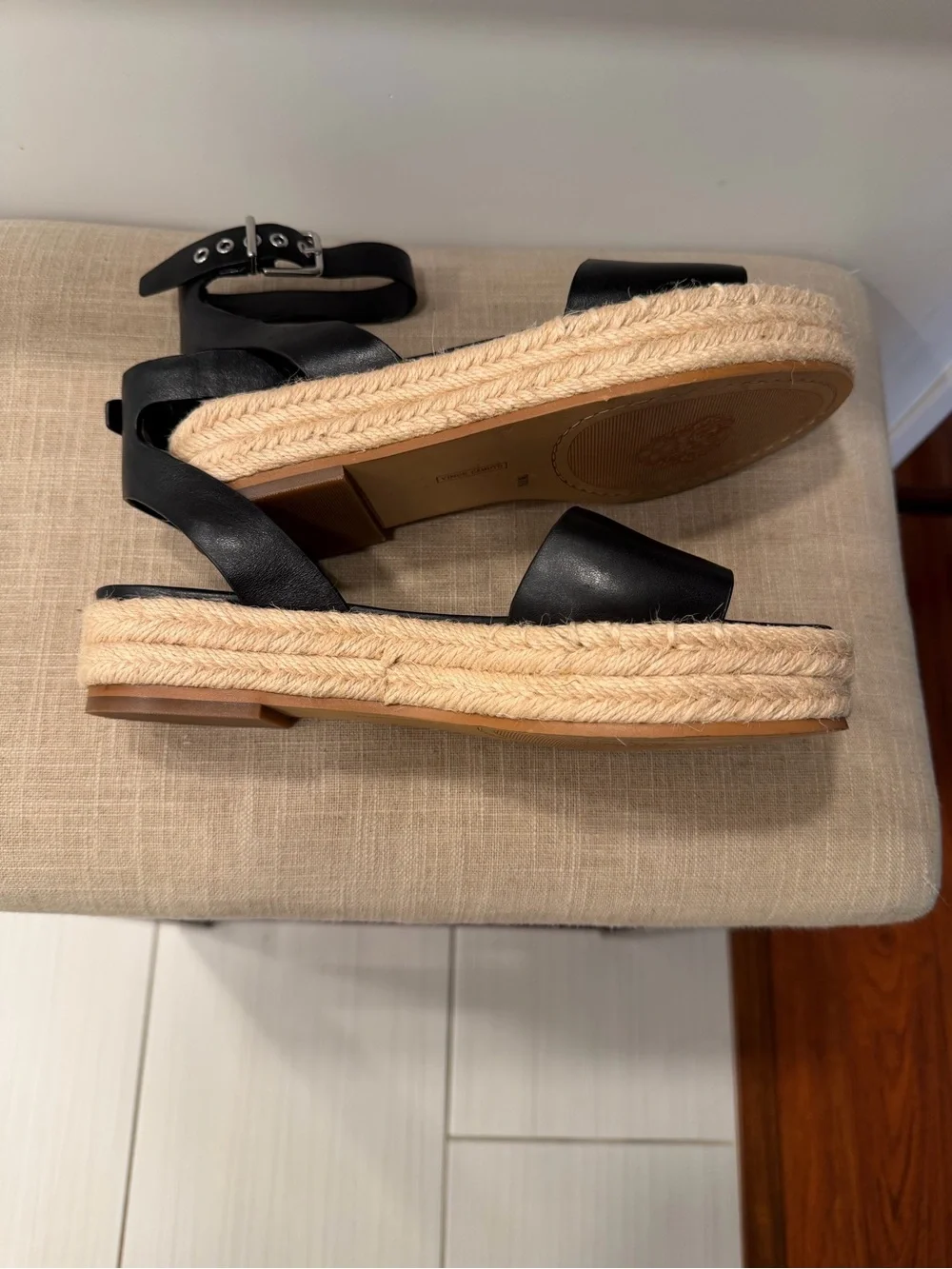 Vince Camuto Black Espadrille Platform Ankle Strap Sandals Size 7M